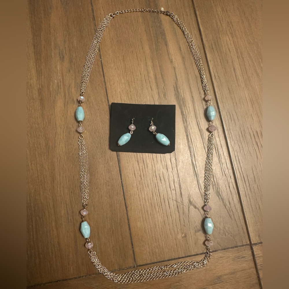 Elegant Gold, Pink, and Blue Jewelry Set